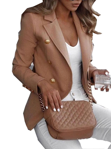 WMNS Button Accent Lapel Fitted Open Blazer